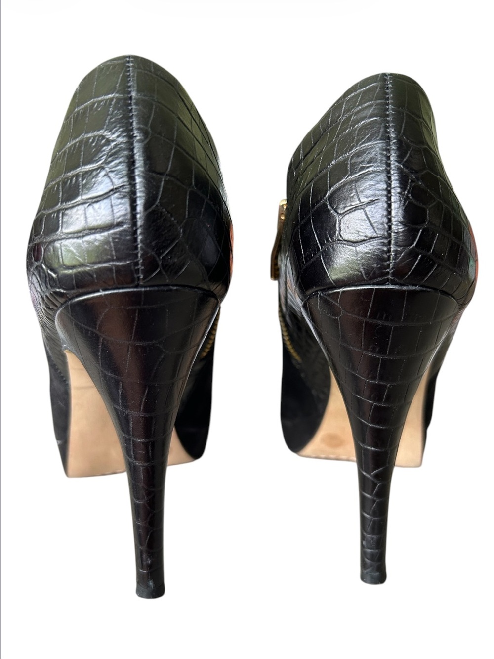 Vince Camuto Elvin Stiletto Booties Black Suede Textured Snake Excellent 9.5 - Picture 5 of 9